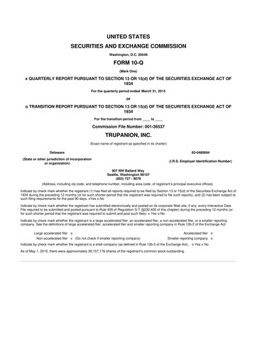 Thumbnail Trupanion
 10-Q Quarterly Report FY2015 