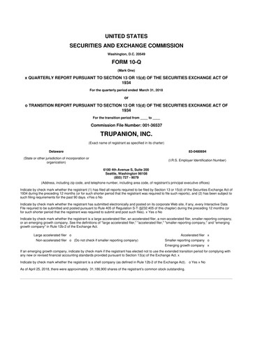 Thumbnail Trupanion
 10-Q Quarterly Report FY2018 