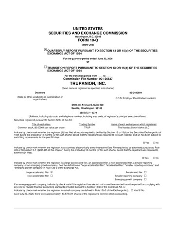 Miniature Trupanion
 10-Q Rapport trimestriel 2026 