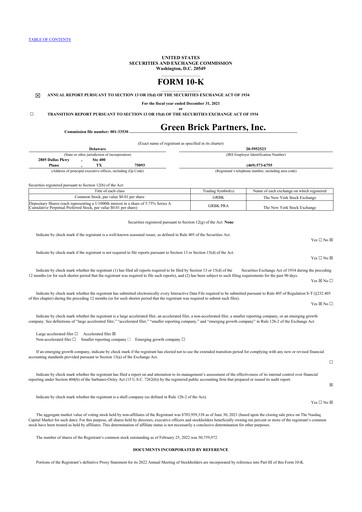 Thumbnail Green Brick Partners
 10-K Annual Report 2021