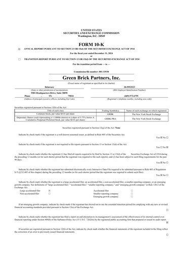 Thumbnail Green Brick Partners
 10-K Annual Report 2024