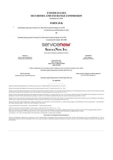 Thumbnail ServiceNow 10-K Annual Report 2016