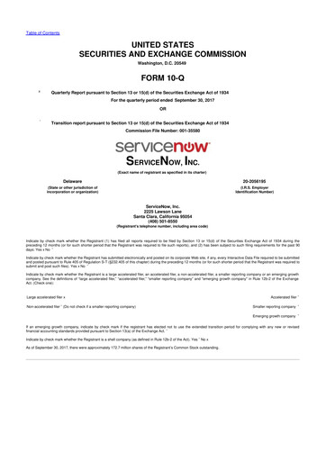 Vorschaubild ServiceNow 10-Q Quartalsbericht 2017 