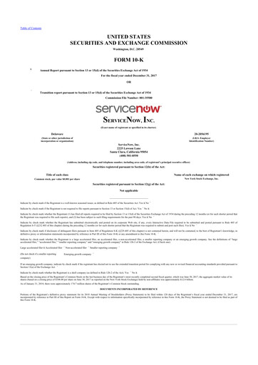 Thumbnail ServiceNow 10-K Annual Report 2017