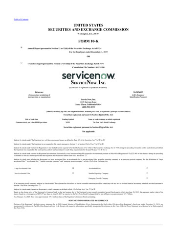 Thumbnail ServiceNow 10-K Annual Report 2019