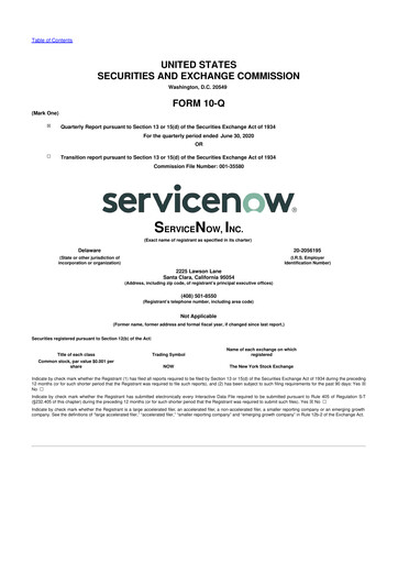 Vorschaubild ServiceNow 10-Q Quartalsbericht 2020 