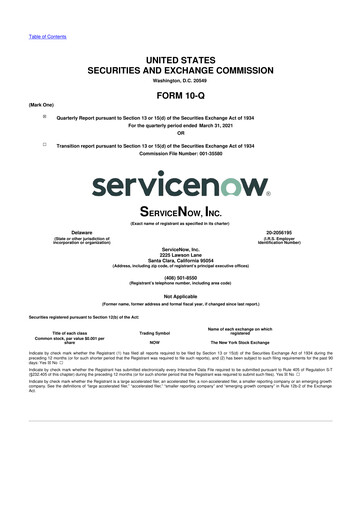 Vorschaubild ServiceNow 10-Q Quartalsbericht 2021 