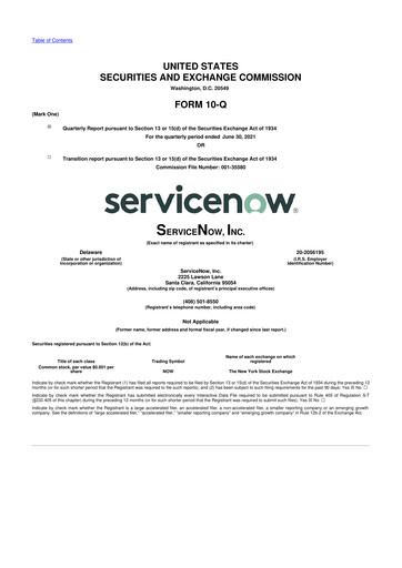 Vorschaubild ServiceNow 10-Q Quartalsbericht 2021 