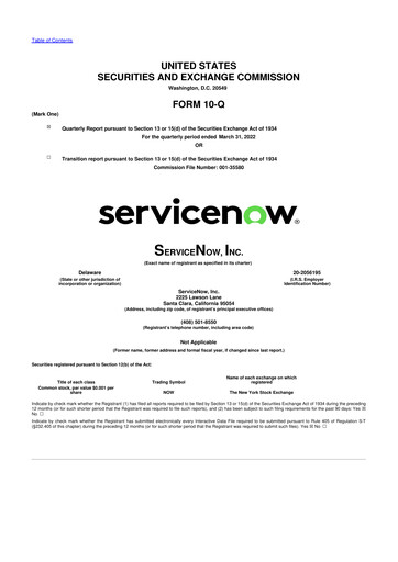 Vorschaubild ServiceNow 10-Q Quartalsbericht 2022 
