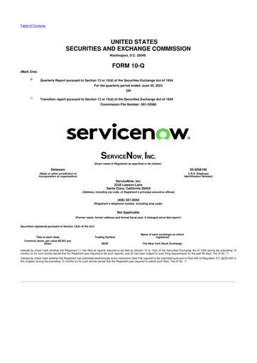 Vorschaubild ServiceNow 10-Q Quartalsbericht 2023 