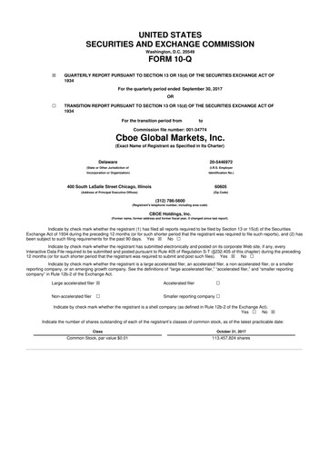 Thumbnail Cboe Global Markets 10-Q Quarterly Report FY2017 