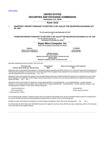 Thumbnail Supermicro 10-Q Quarterly Report FY2019 
