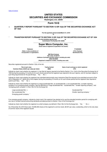 Thumbnail Supermicro 10-Q Quarterly Report FY2019 