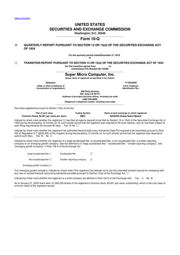 Thumbnail Supermicro 10-Q Quarterly Report FY2020 