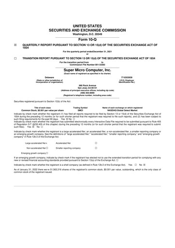 Thumbnail Supermicro 10-Q Quarterly Report FY2022 
