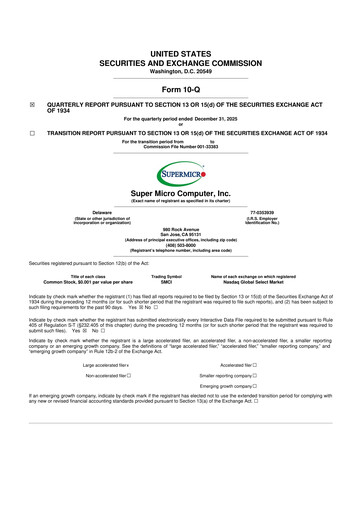 Thumbnail Supermicro 10-Q Quarterly Report FY2026 