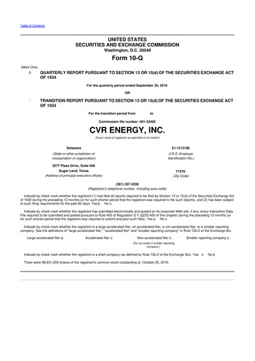 Thumbnail CVR Energy 10-Q Quarterly Report FY2016 