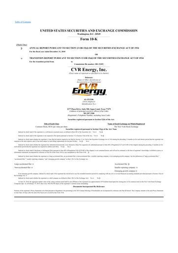 Thumbnail CVR Energy 10-K Annual Report 2018