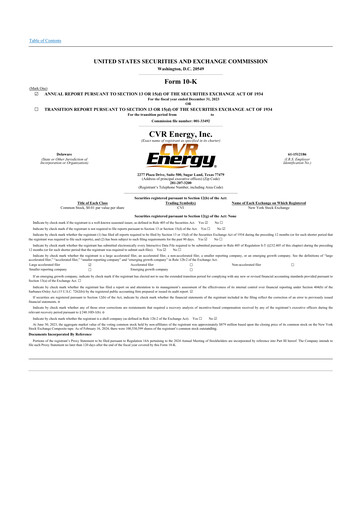 Thumbnail CVR Energy 10-K Annual Report 2023