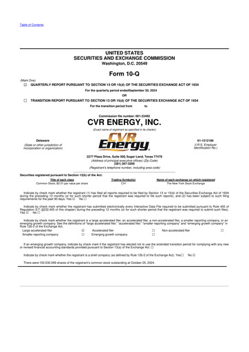 Thumbnail CVR Energy 10-Q Quarterly Report FY2024 
