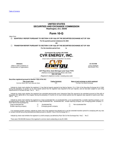 Thumbnail CVR Energy 10-Q Quarterly Report FY2025 