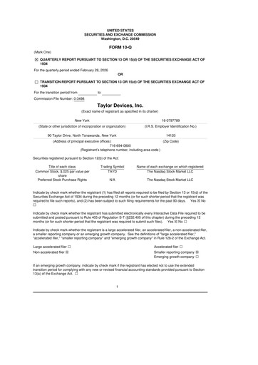 Vorschaubild Taylor Devices 10-Q Quartalsbericht 2026 