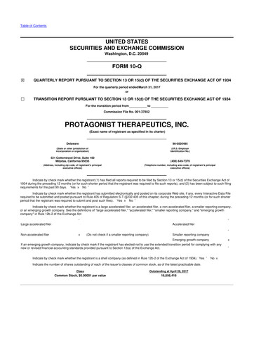 Thumbnail Protagonist Therapeutics
 10-Q Quarterly Report FY2017 