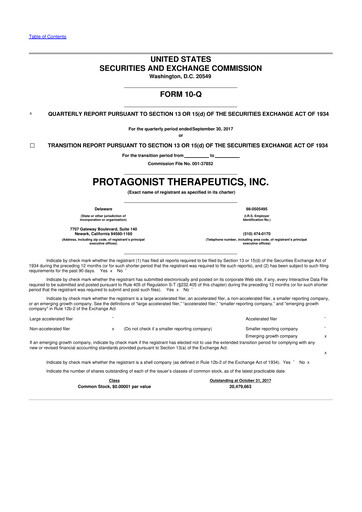 Thumbnail Protagonist Therapeutics
 10-Q Quarterly Report FY2017 