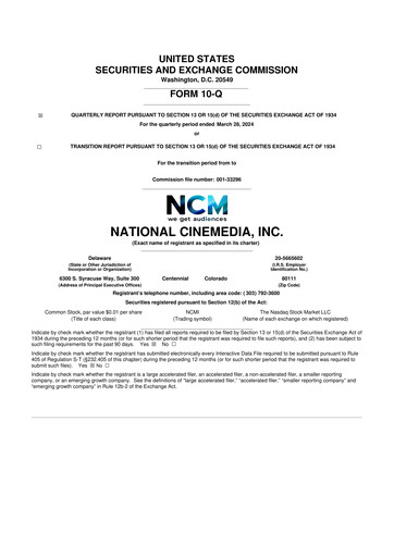 Thumbnail National CineMedia 10-Q Quarterly Report FY2024 