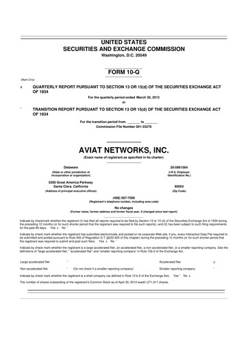 Thumbnail Aviat Networks 10-Q Quarterly Report FY2012 