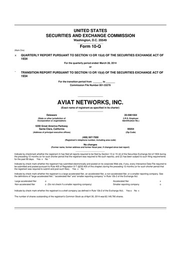 Thumbnail Aviat Networks 10-Q Quarterly Report FY2014 