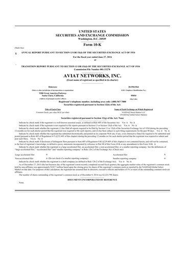 Miniature Aviat Networks 10-K Rapport annuel 2014