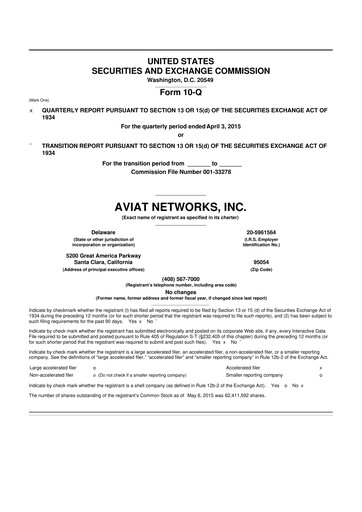 Thumbnail Aviat Networks 10-Q Quarterly Report FY2015 