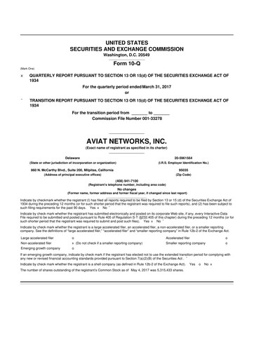 Thumbnail Aviat Networks 10-Q Quarterly Report FY2017 