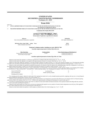 Miniature Aviat Networks 10-K Rapport annuel 2023