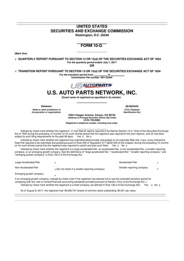 Thumbnail CarParts.com
 10-Q Quarterly Report FY 
