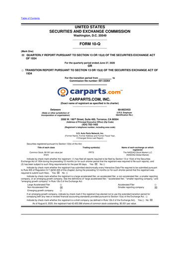 Thumbnail CarParts.com
 10-Q Quarterly Report FY 