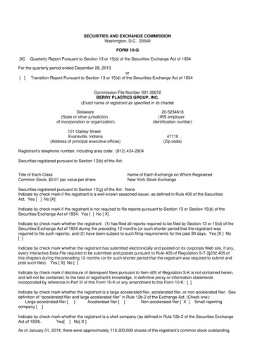 Thumbnail Berry Global
 10-Q Quarterly Report FY2014 