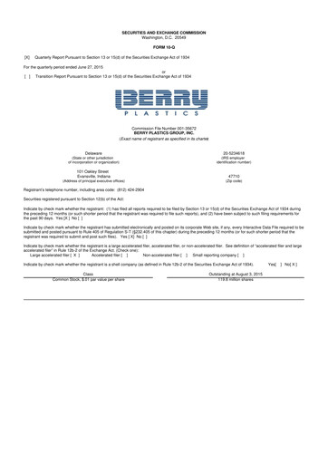 Thumbnail Berry Global
 10-Q Quarterly Report FY2015 