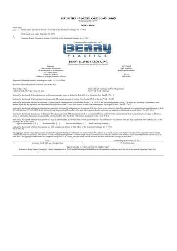 Thumbnail Berry Global
 10-K Annual Report 2015