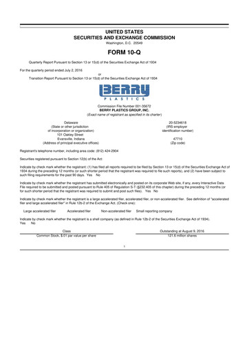 Thumbnail Berry Global
 10-Q Quarterly Report FY2016 