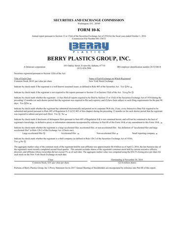 Thumbnail Berry Global
 10-K Annual Report 2016