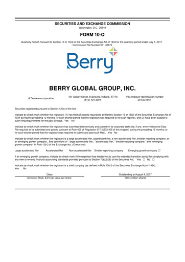 Thumbnail Berry Global
 10-Q Quarterly Report FY2017 