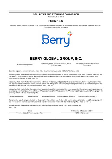 Thumbnail Berry Global
 10-Q Quarterly Report FY2018 