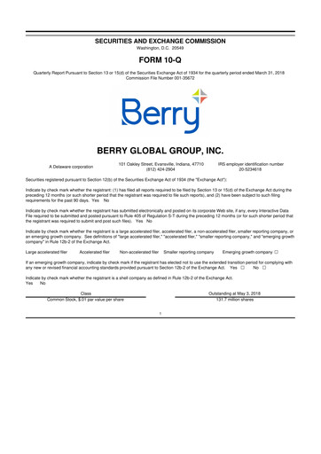 Thumbnail Berry Global
 10-Q Quarterly Report FY2018 