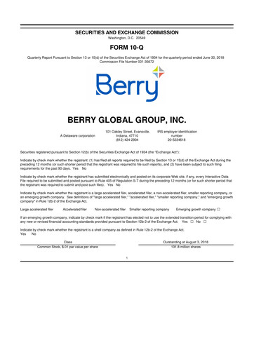 Thumbnail Berry Global
 10-Q Quarterly Report FY2018 