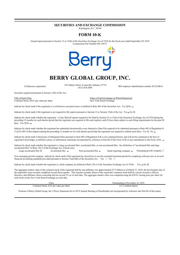 Thumbnail Berry Global
 10-K Annual Report 2018