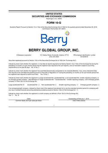 Thumbnail Berry Global
 10-Q Quarterly Report FY2019 