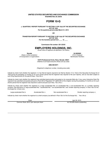 Vorschaubild Employers Holdings 10-Q Quartalsbericht  