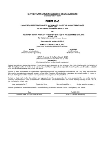 Vorschaubild Employers Holdings 10-Q Quartalsbericht 2011 